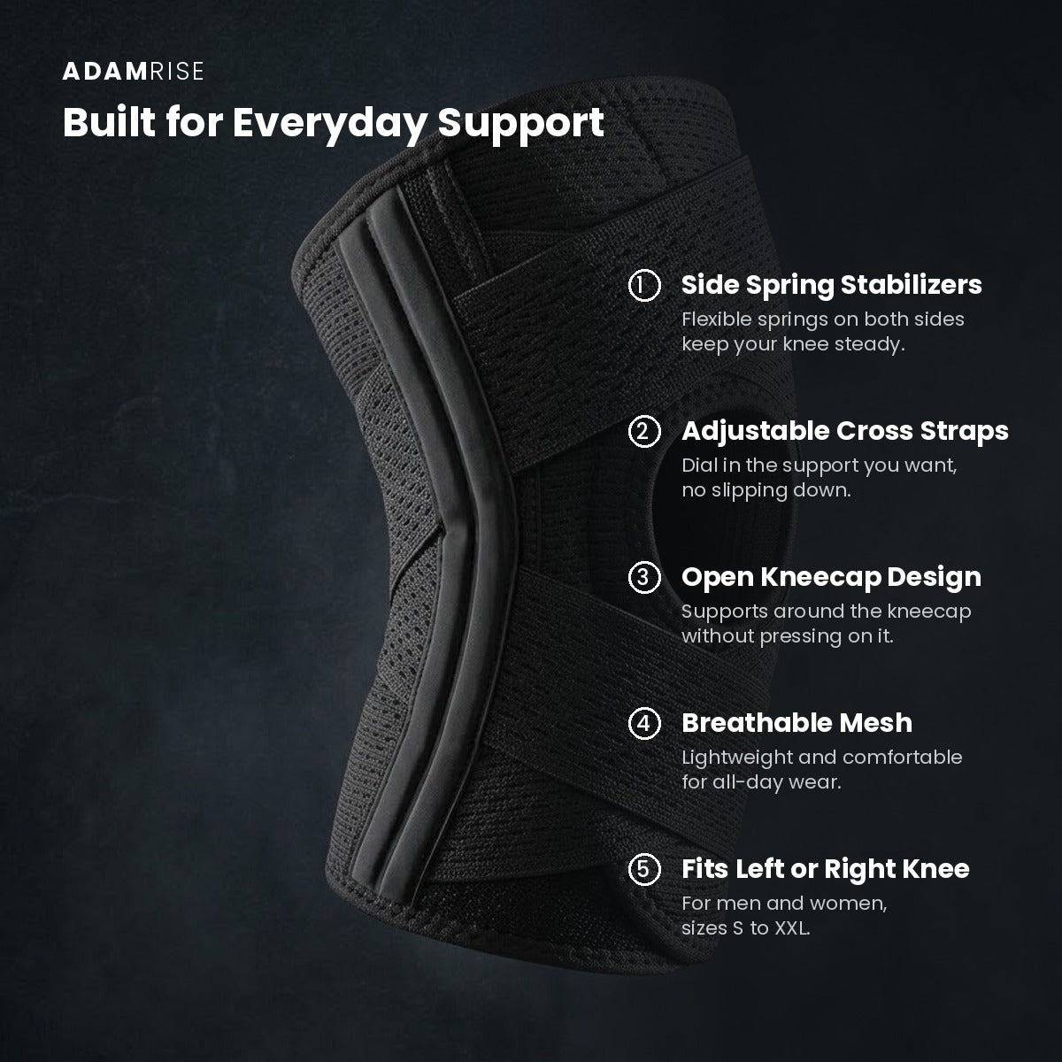 AdamRise Knee Brace with Side Spring Stabilizers